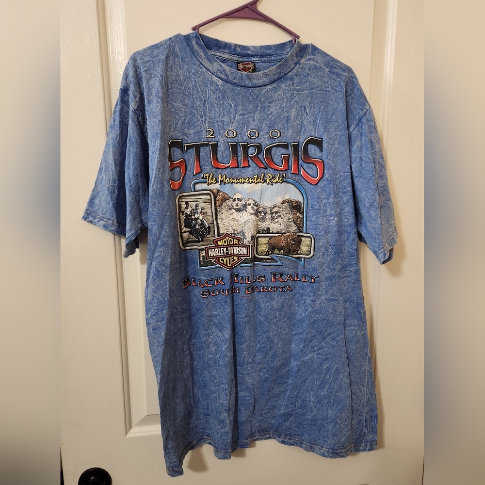 Vintage Harley-Davidson Sturgis 2000 Blue Graphic Tee
